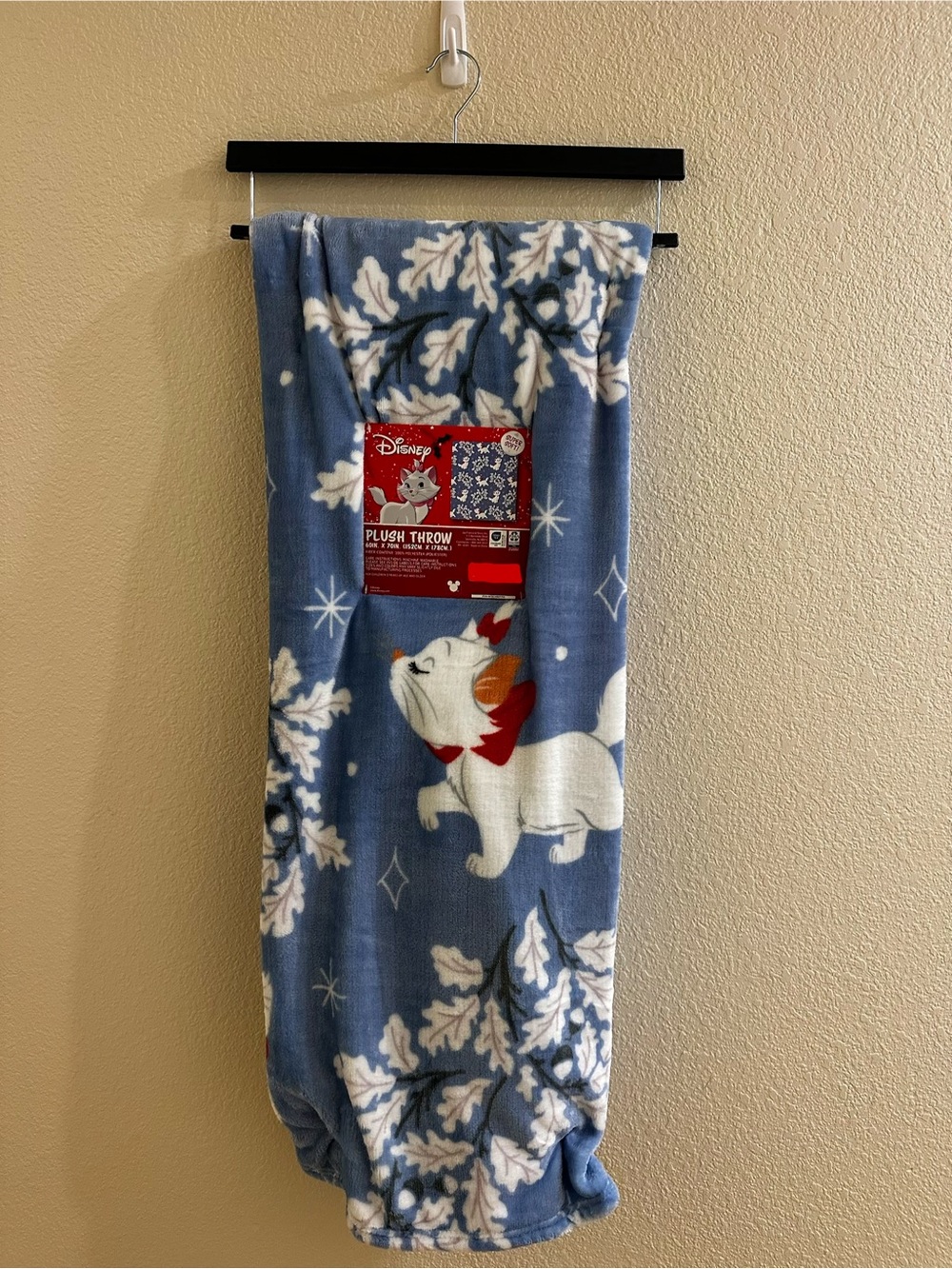 Marie Aristocats - Disney Blue & White Plush Throw Blanket NWT